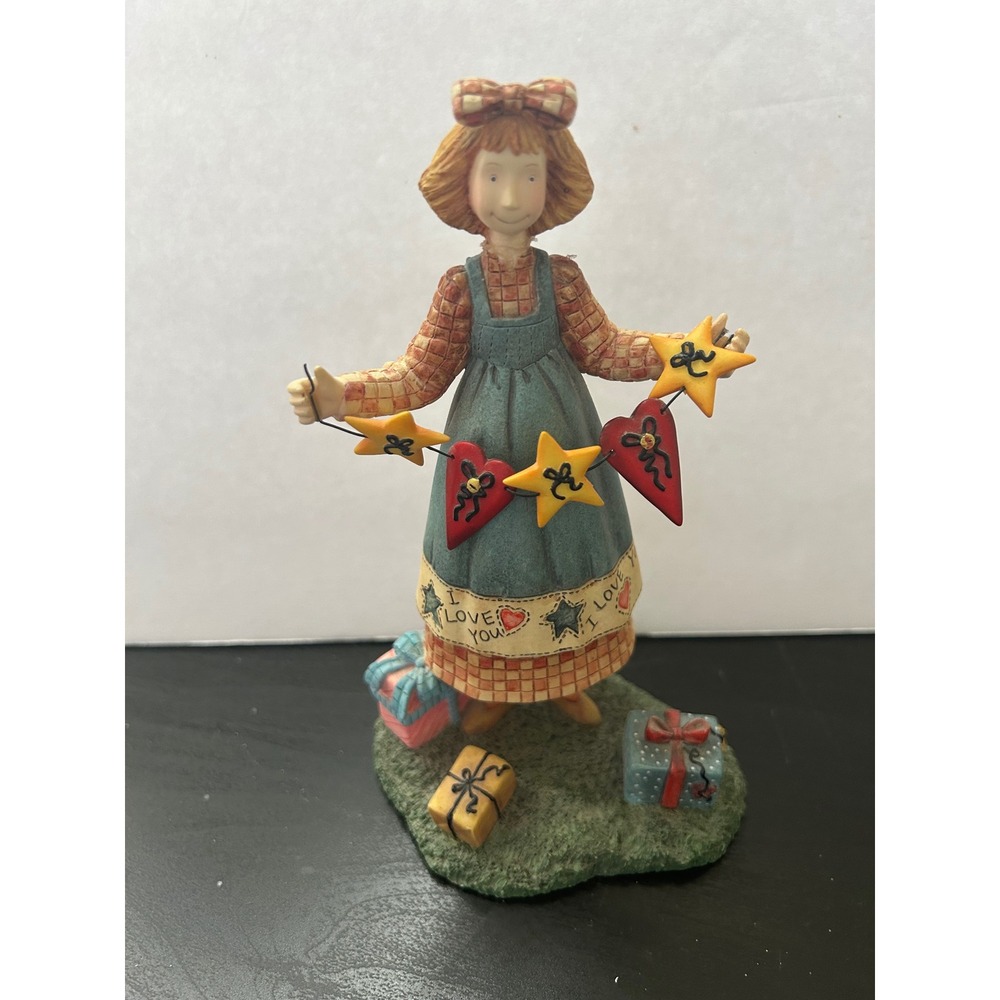 Ellen Stouffer Annies Love Figurine 1999 1st Edition Girl Hearts Stars Folk Art